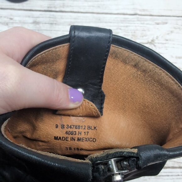 Frye Melissa Button Short Black Leather Slip On Moto Riding Boots Women Size 9 - Picture 5 of 7